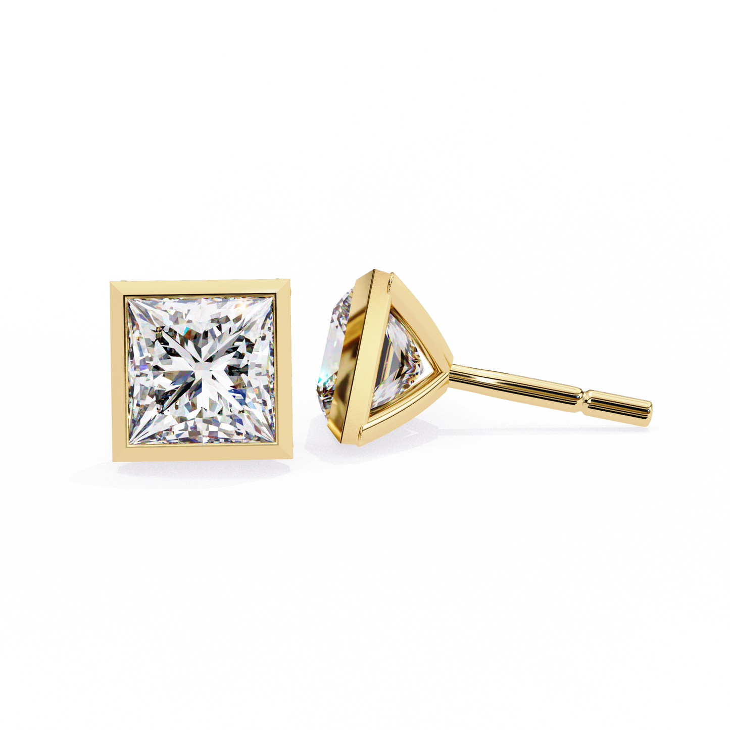 18K Yellow Gold Lab Grown Diamond Solitaire Stud Earrings 1.75 ctw DAE-127