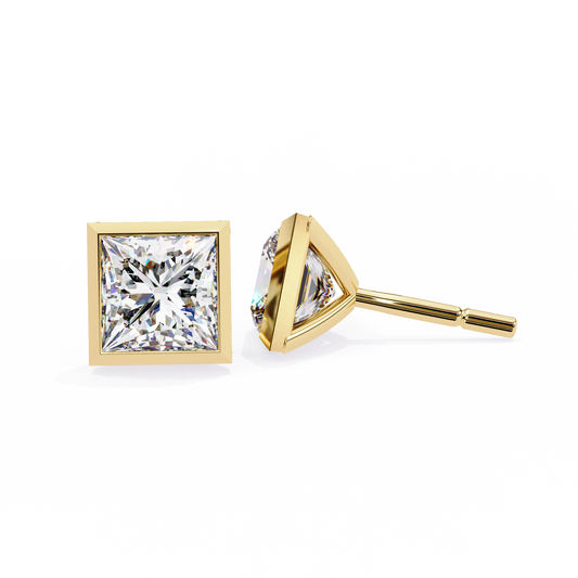 18K Yellow Gold Lab Grown Diamond Solitaire Stud Earrings 1.75 ctw DAE-127