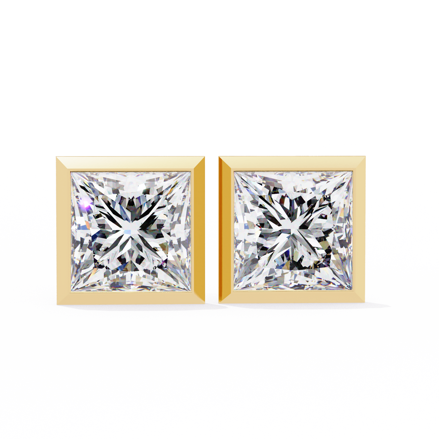 18K Yellow Gold Lab Grown Diamond Solitaire Stud Earrings 1.75 ctw DAE-127