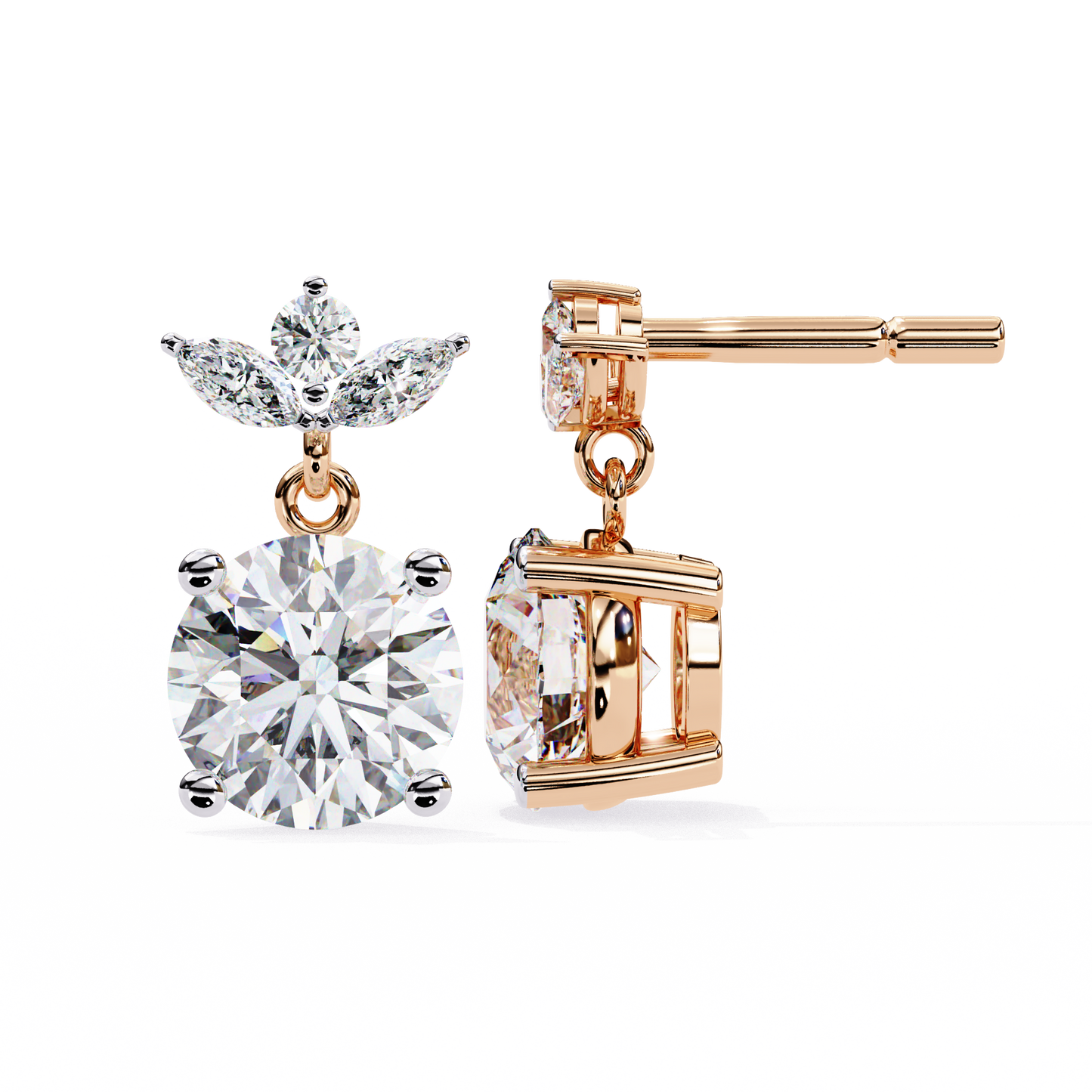 10K Rose Gold Lab Grown Diamond Drop Earrings 2.00 ctw DAE-163