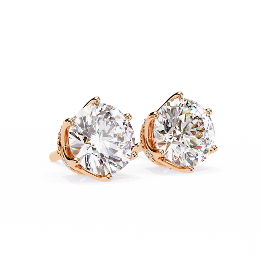 10K Rose Gold Lab Grown Diamond Halo Earrings 2.60 ctw DAE-139
