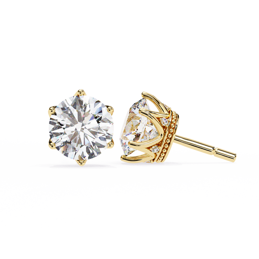 18K Yellow Gold Lab Grown Diamond Halo Earrings 2.60 ctw DAE-139