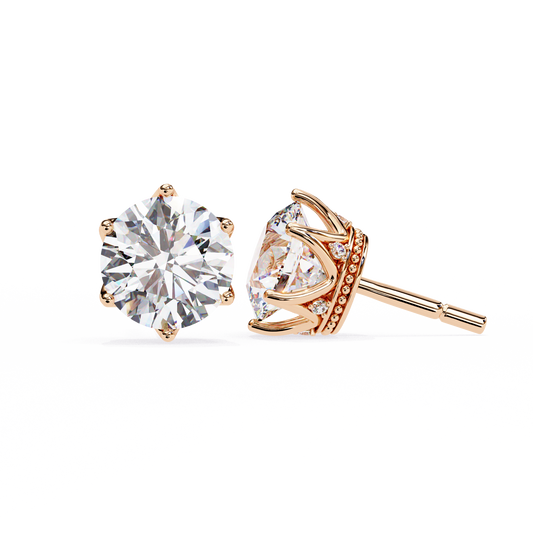 10K Rose Gold Lab Grown Diamond Halo Earrings 2.60 ctw DAE-139