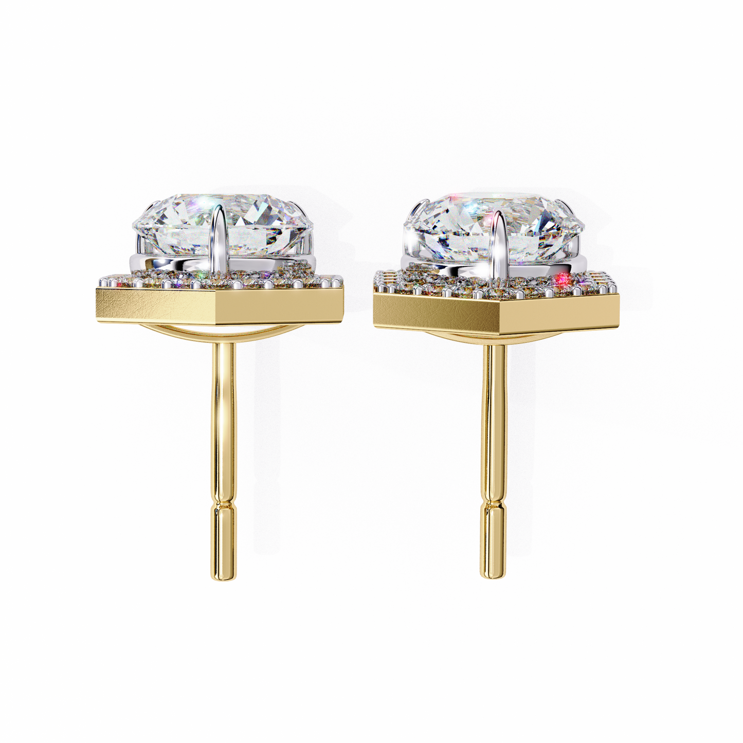 14K Yellow Gold Lab Grown Diamond Halo Earrings 2.10 ctw DAE-140