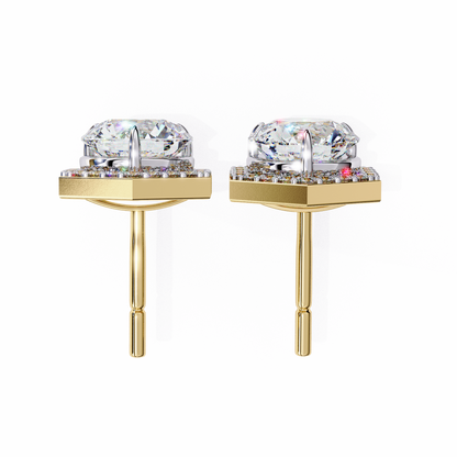 14K Yellow Gold Lab Grown Diamond Halo Earrings 2.10 ctw DAE-140