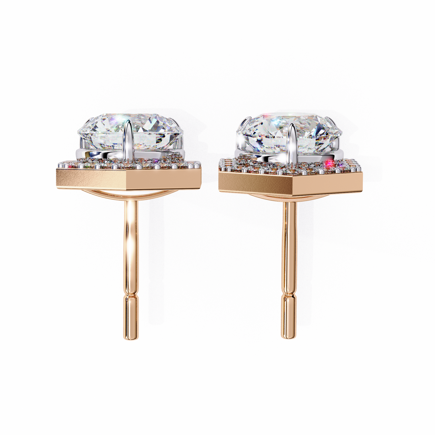 10K Rose Gold Lab Grown Diamond Halo Earrings 2.10 ctw DAE-140