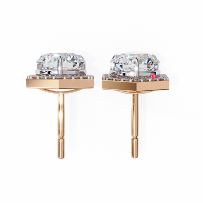 10K Rose Gold Lab Grown Diamond Halo Earrings 2.10 ctw DAE-140