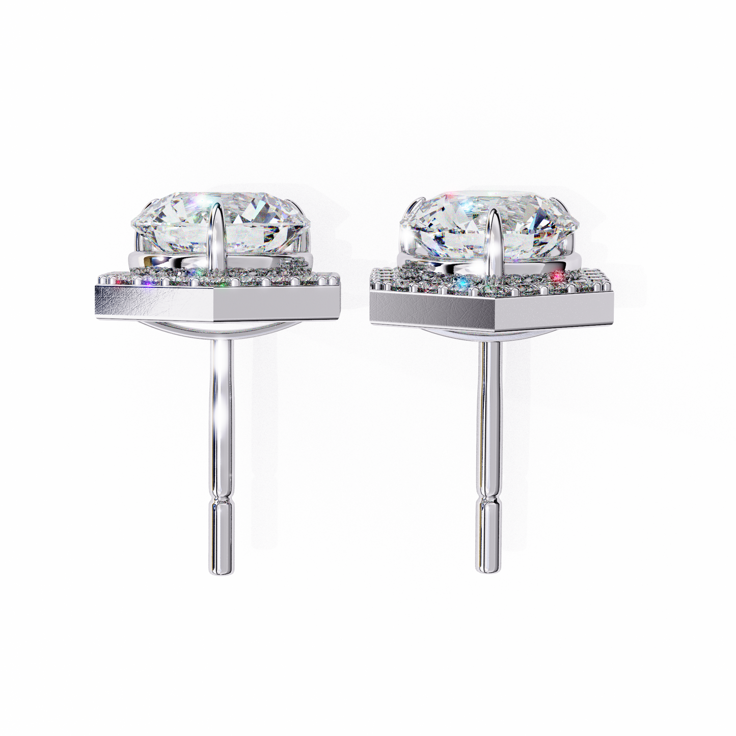 18K White Gold Lab Grown Diamond Halo Earrings 2.10 ctw DAE-140