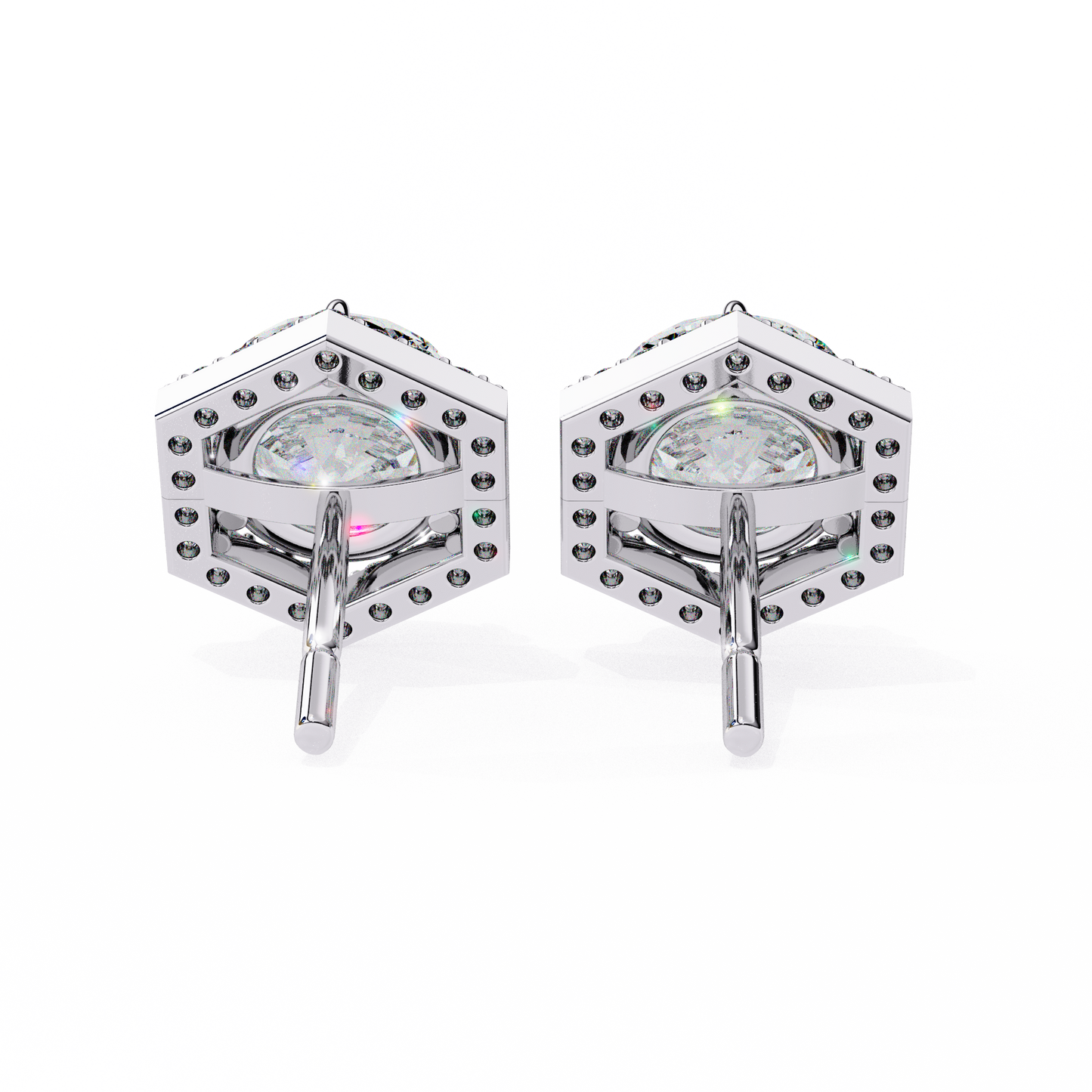 18K White Gold Lab Grown Diamond Halo Earrings 2.10 ctw DAE-140