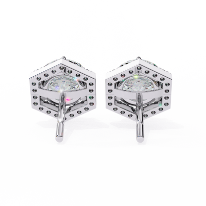 18K White Gold Lab Grown Diamond Halo Earrings 2.10 ctw DAE-140