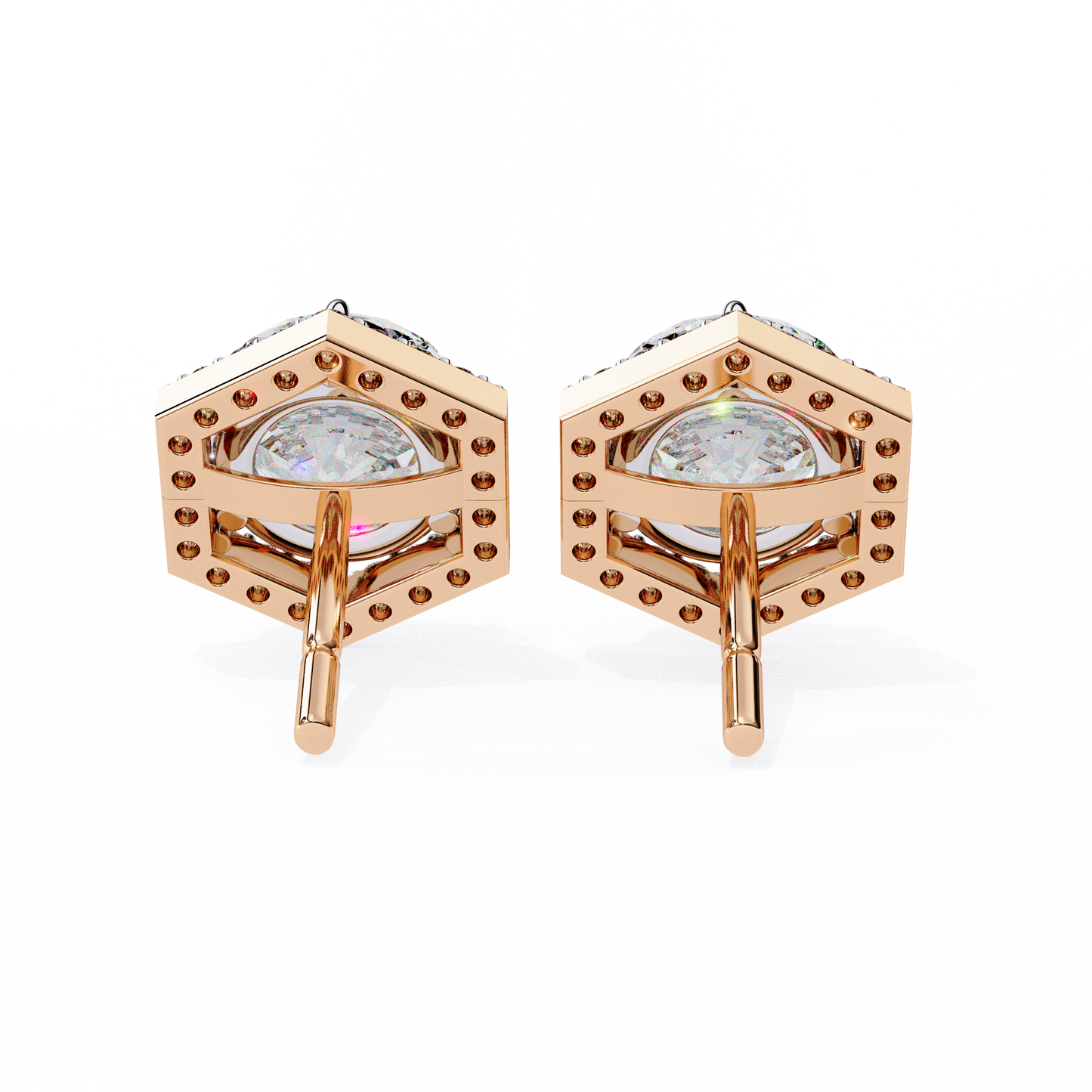10K Rose Gold Lab Grown Diamond Halo Earrings 2.10 ctw DAE-140
