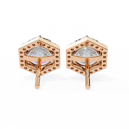 10K Rose Gold Lab Grown Diamond Halo Earrings 2.10 ctw DAE-140