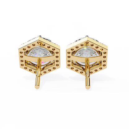 14K Yellow Gold Lab Grown Diamond Halo Earrings 2.10 ctw DAE-140