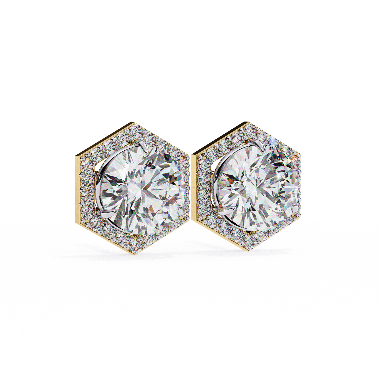 14K Yellow Gold Lab Grown Diamond Halo Earrings 2.10 ctw DAE-140