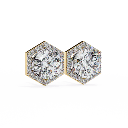 14K Yellow Gold Lab Grown Diamond Halo Earrings 2.10 ctw DAE-140