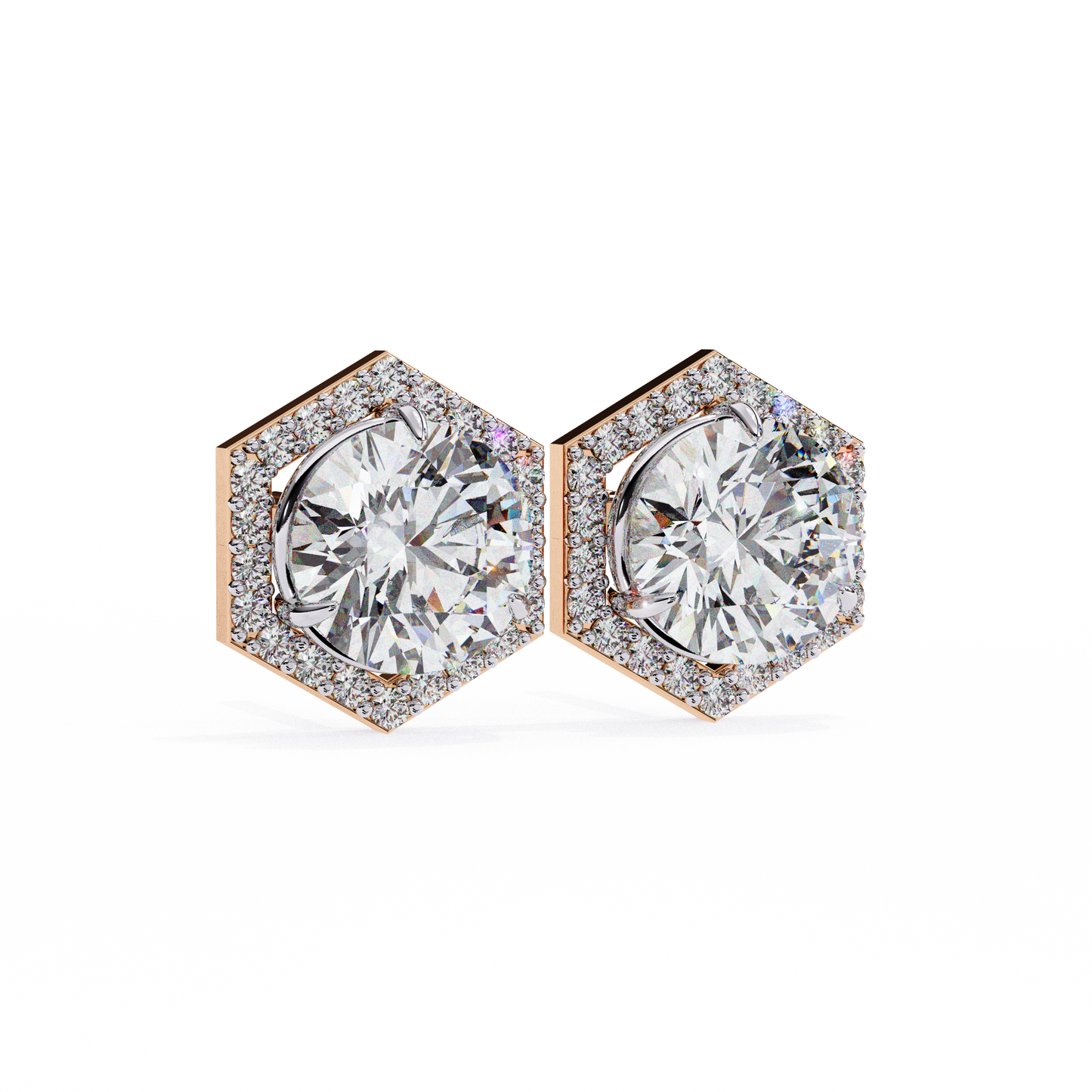 10K Rose Gold Lab Grown Diamond Halo Earrings 2.10 ctw DAE-140