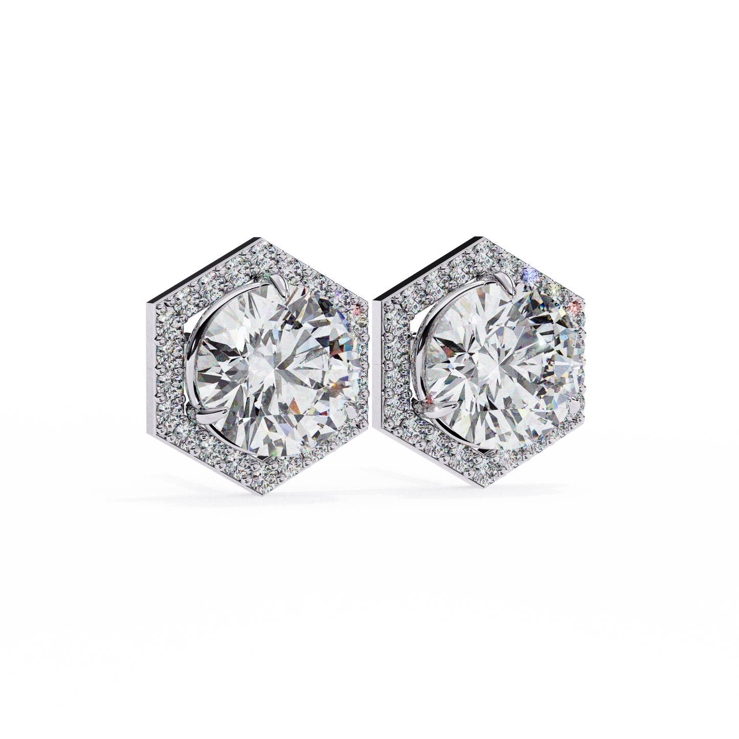 18K White Gold Lab Grown Diamond Halo Earrings 2.10 ctw DAE-140
