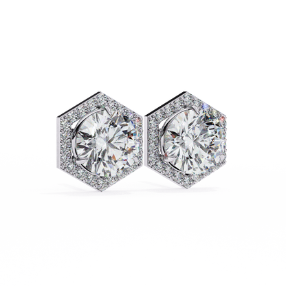 18K White Gold Lab Grown Diamond Halo Earrings 2.10 ctw DAE-140