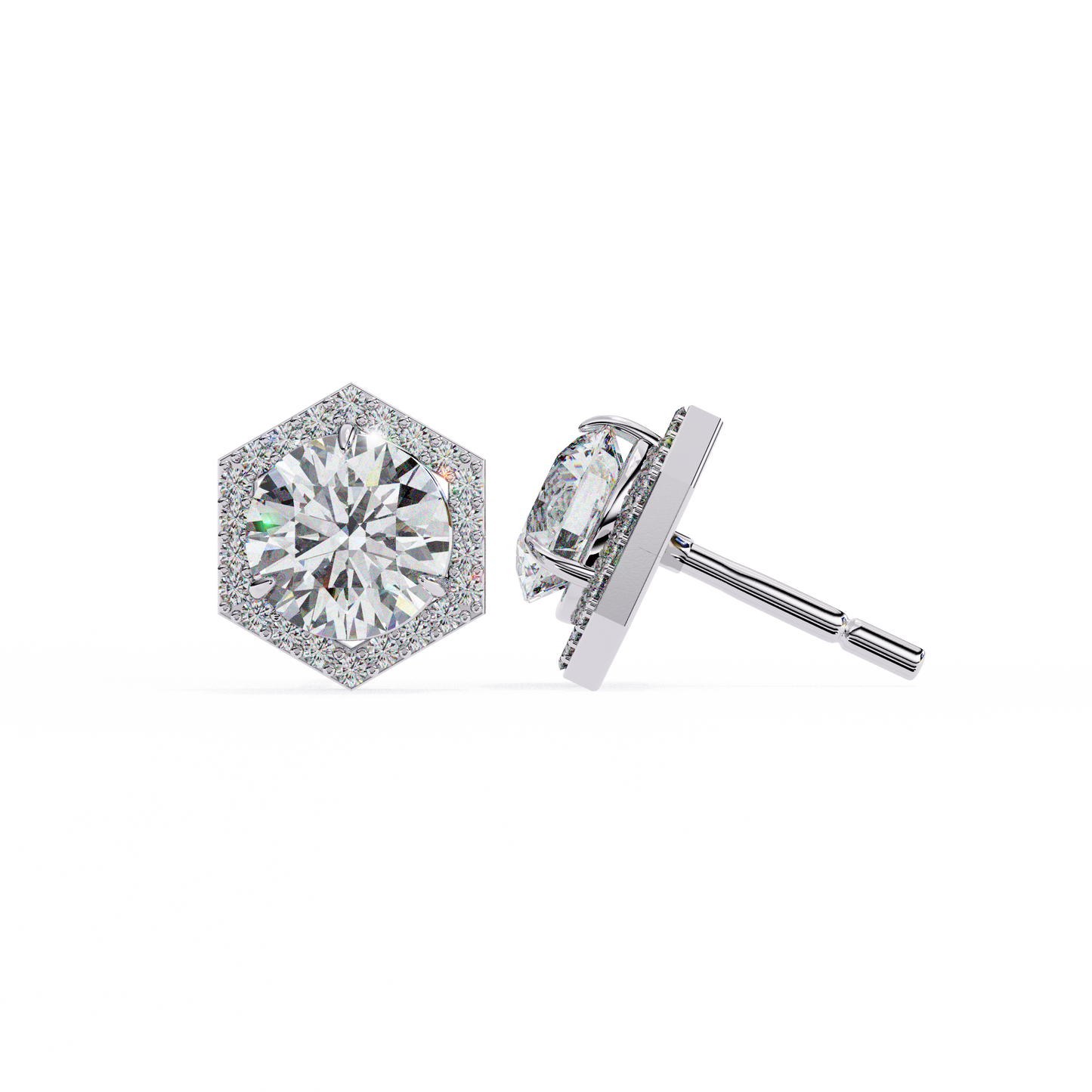 18K White Gold Lab Grown Diamond Halo Earrings 2.10 ctw DAE-140