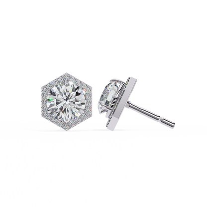 18K White Gold Lab Grown Diamond Halo Earrings 2.10 ctw DAE-140