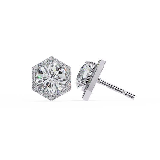 18K White Gold Lab Grown Diamond Halo Earrings 2.10 ctw DAE-140