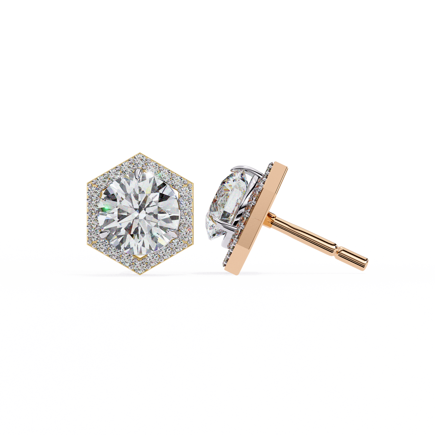 10K Rose Gold Lab Grown Diamond Halo Earrings 2.10 ctw DAE-140
