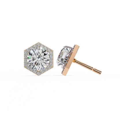 10K Rose Gold Lab Grown Diamond Halo Earrings 2.10 ctw DAE-140