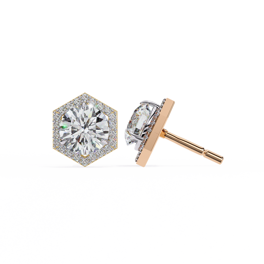 10K Rose Gold Lab Grown Diamond Halo Earrings 2.10 ctw DAE-140