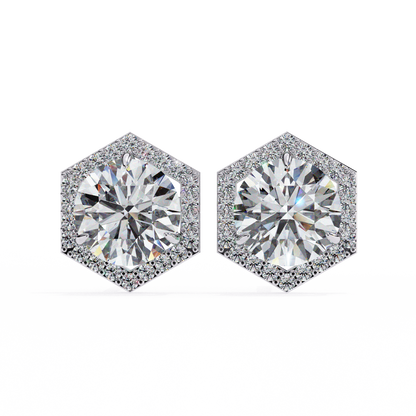 18K White Gold Lab Grown Diamond Halo Earrings 2.10 ctw DAE-140