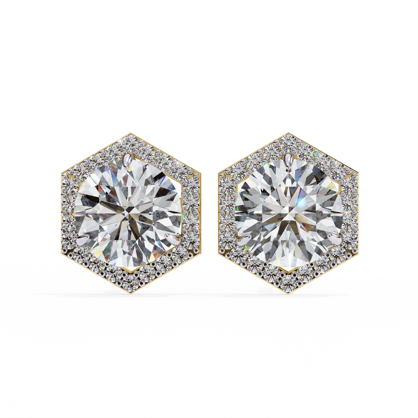 14K Yellow Gold Lab Grown Diamond Halo Earrings 2.10 ctw DAE-140