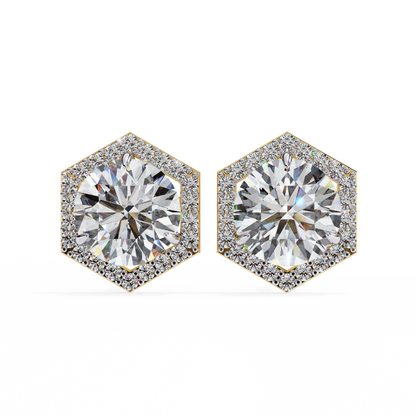 14K Yellow Gold Lab Grown Diamond Halo Earrings 2.10 ctw DAE-140