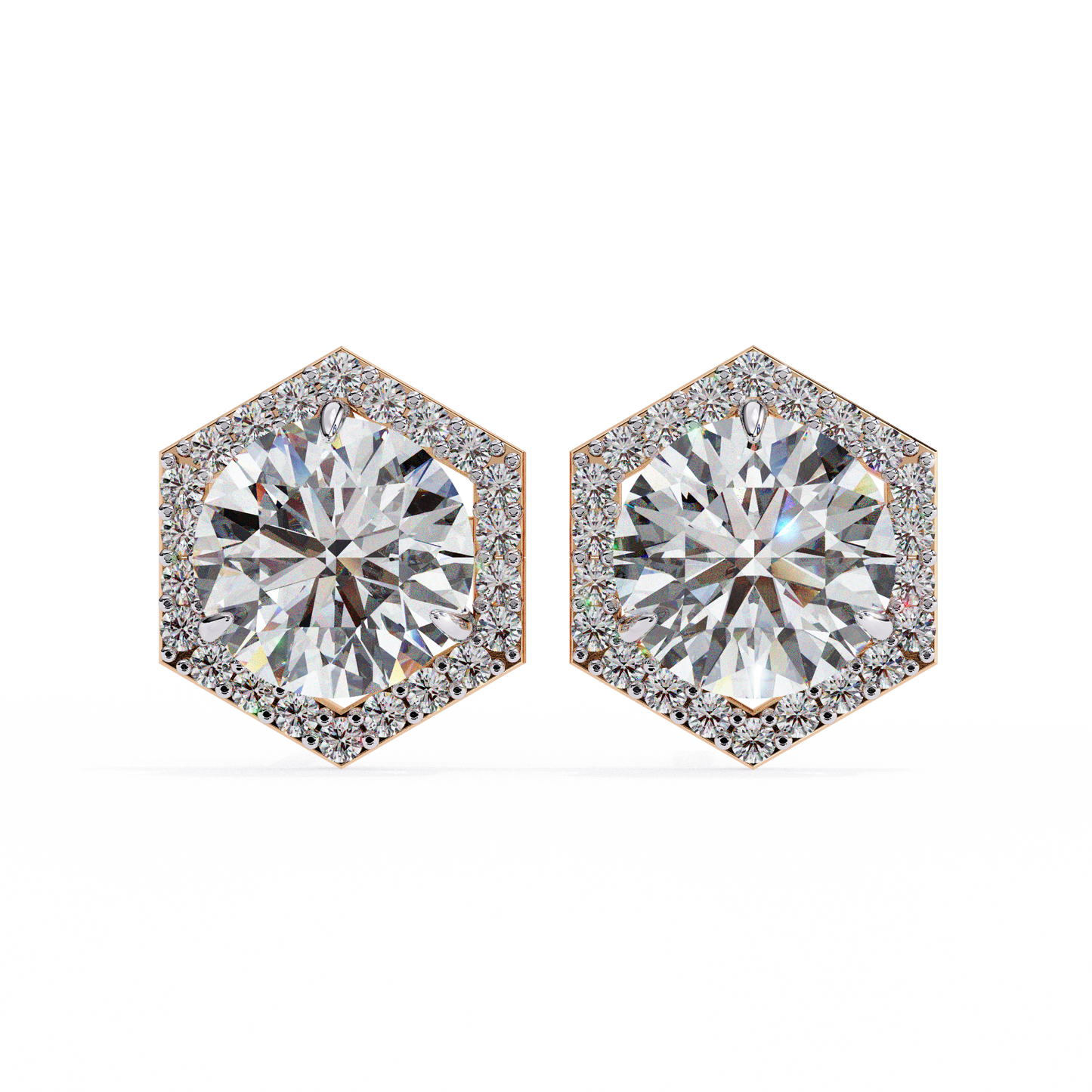 10K Rose Gold Lab Grown Diamond Halo Earrings 2.10 ctw DAE-140