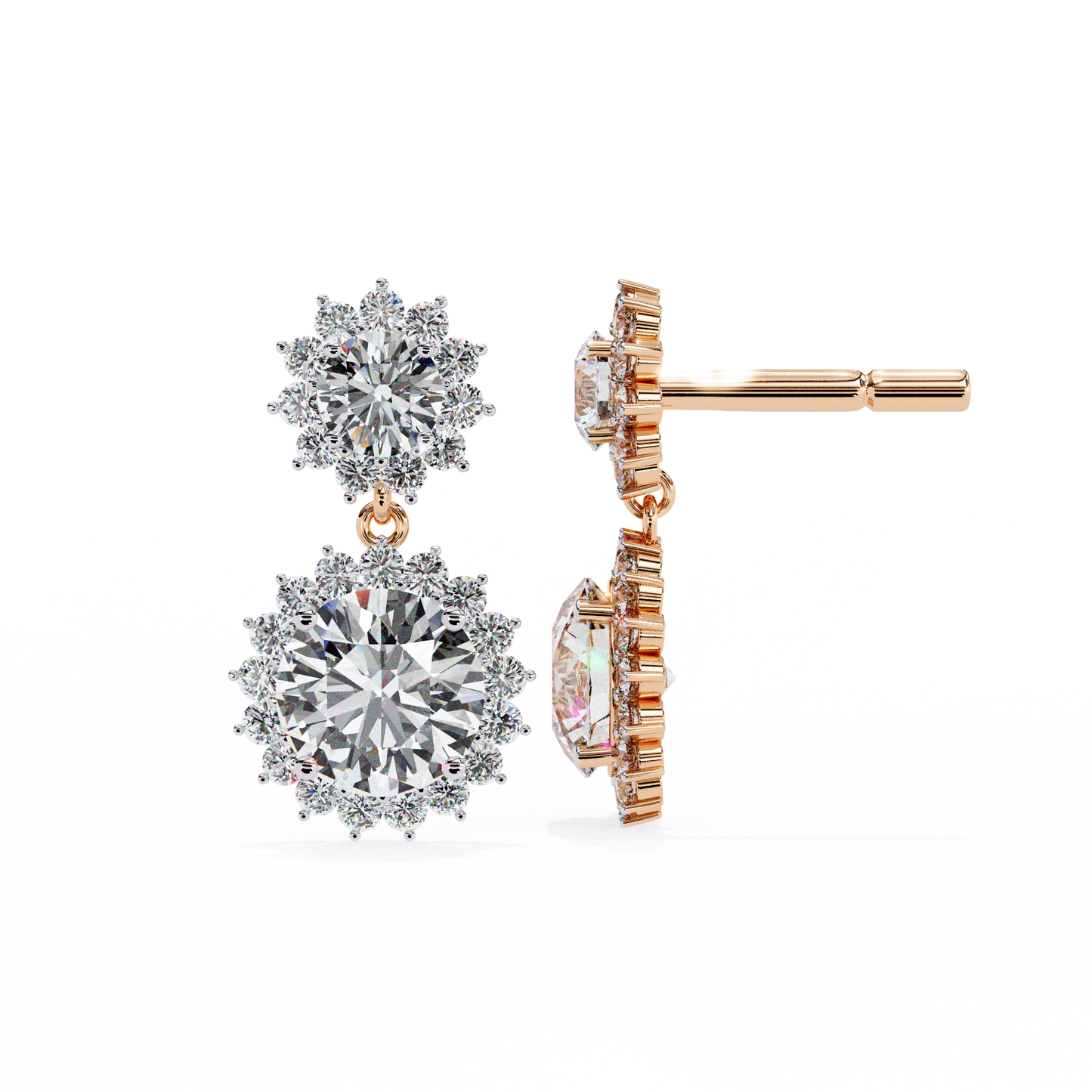 10K Rose Gold Lab Grown Diamond Drop Earrings 1.37 ctw DAE-161