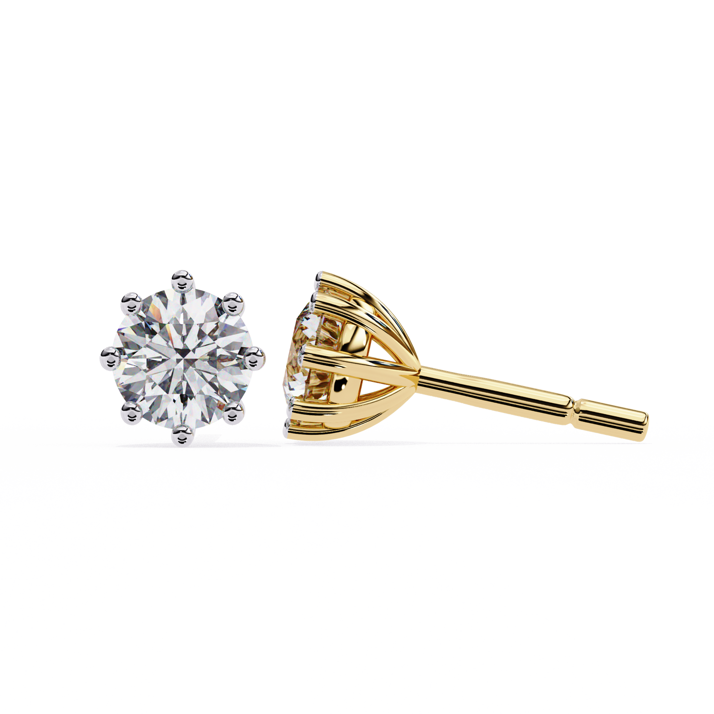 10K Yellow Gold Lab Grown Diamond Solitaire Stud Earrings 2.55 ctw DAE-126