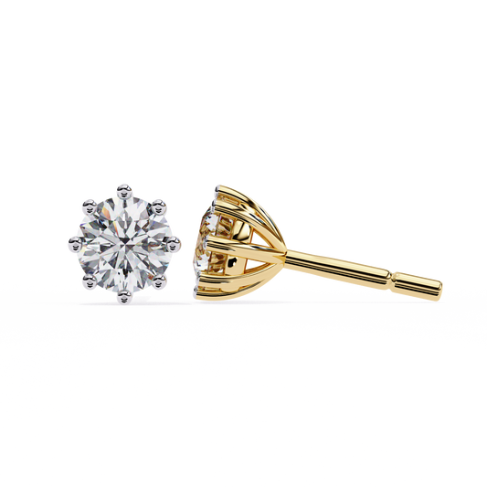 18K Yellow Gold Lab Grown Diamond Solitaire Stud Earrings 2.55 ctw DAE-126
