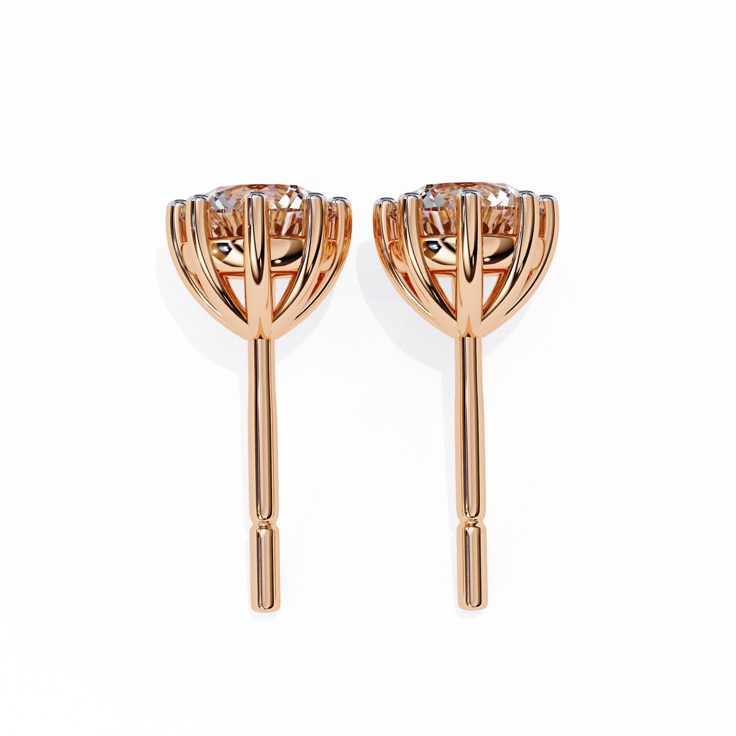 10K Rose Gold Lab Grown Diamond Solitaire Stud Earrings 2.55 ctw DAE-126