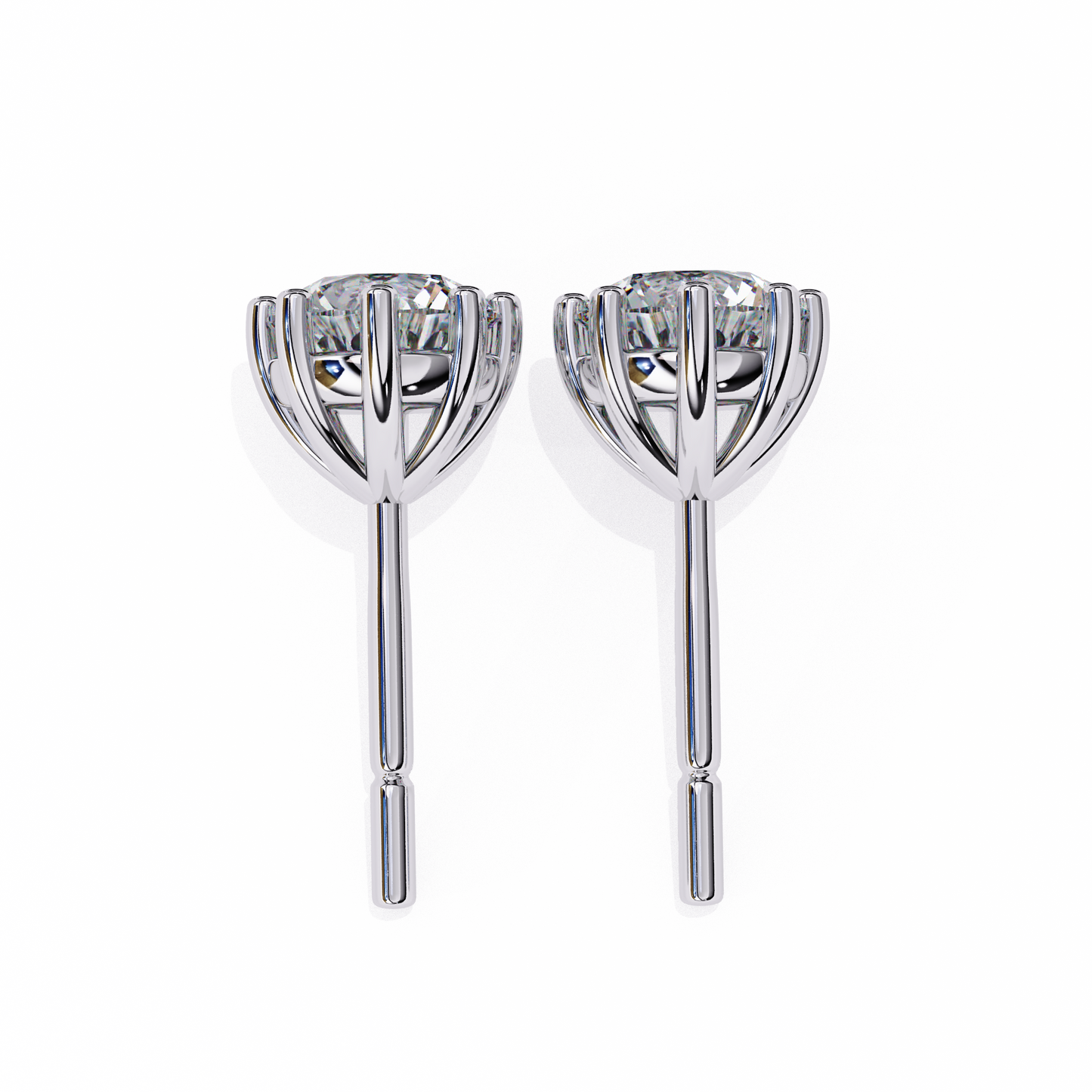 10K White Gold Lab Grown Diamond Solitaire Stud Earrings 2.55 ctw DAE-126