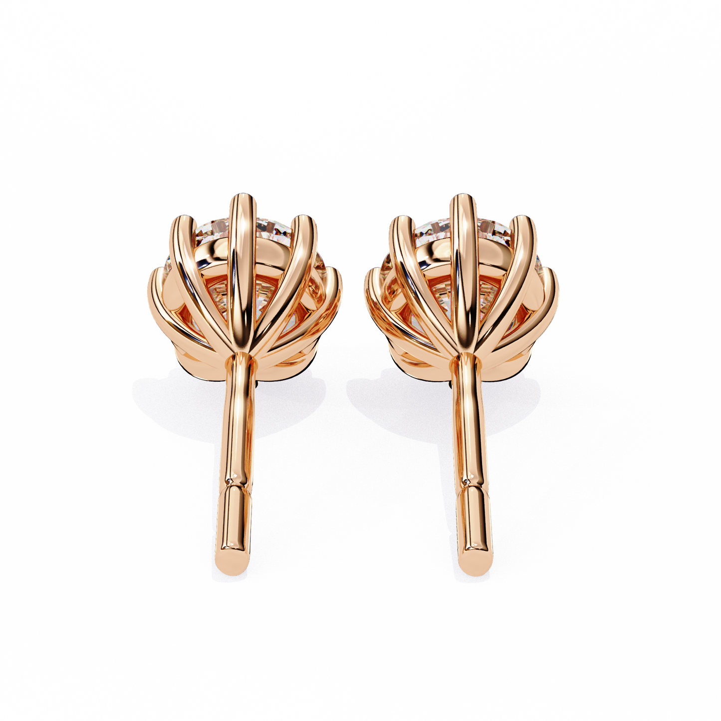10K Rose Gold Lab Grown Diamond Solitaire Stud Earrings 2.55 ctw DAE-126