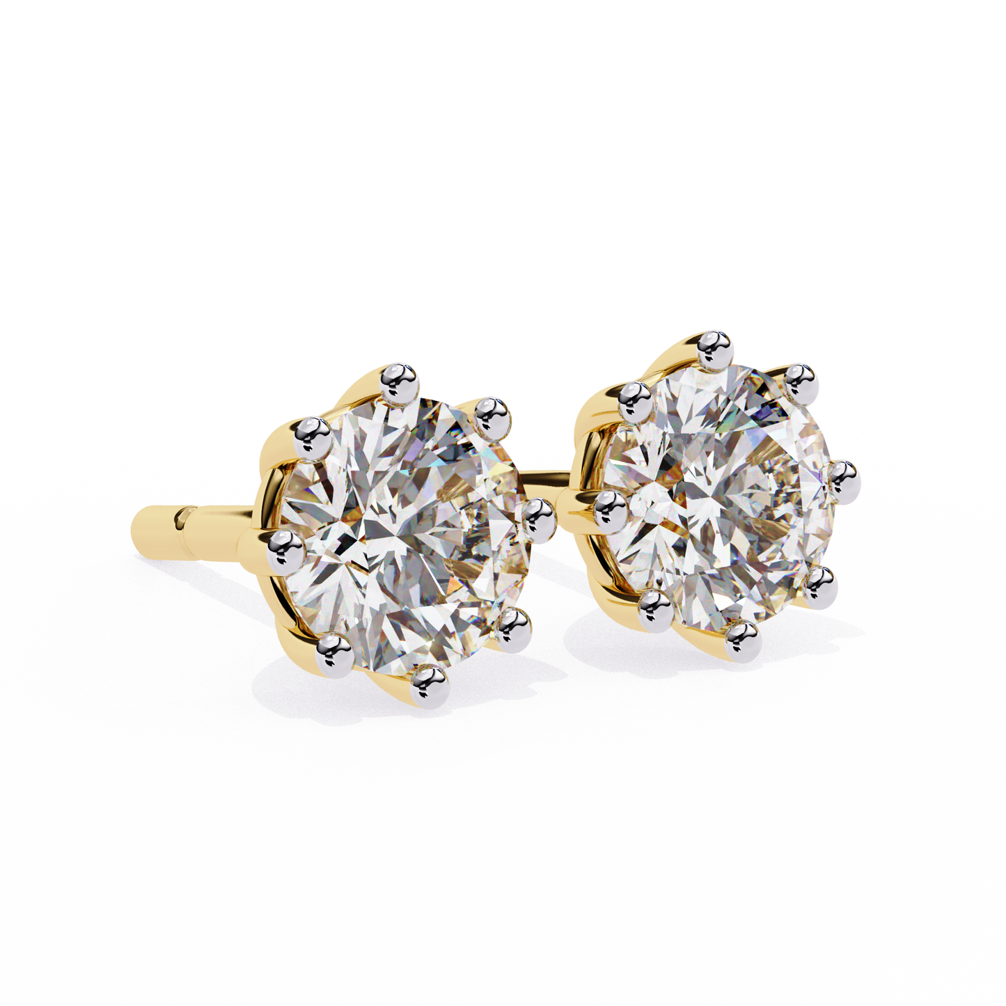 10K Yellow Gold Lab Grown Diamond Solitaire Stud Earrings 2.55 ctw DAE-126