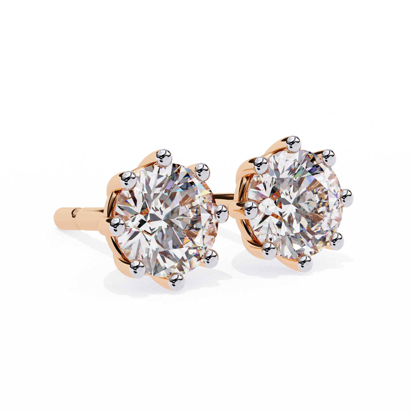 10K Rose Gold Lab Grown Diamond Solitaire Stud Earrings 2.55 ctw DAE-126