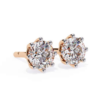 10K Rose Gold Lab Grown Diamond Solitaire Stud Earrings 2.55 ctw DAE-126