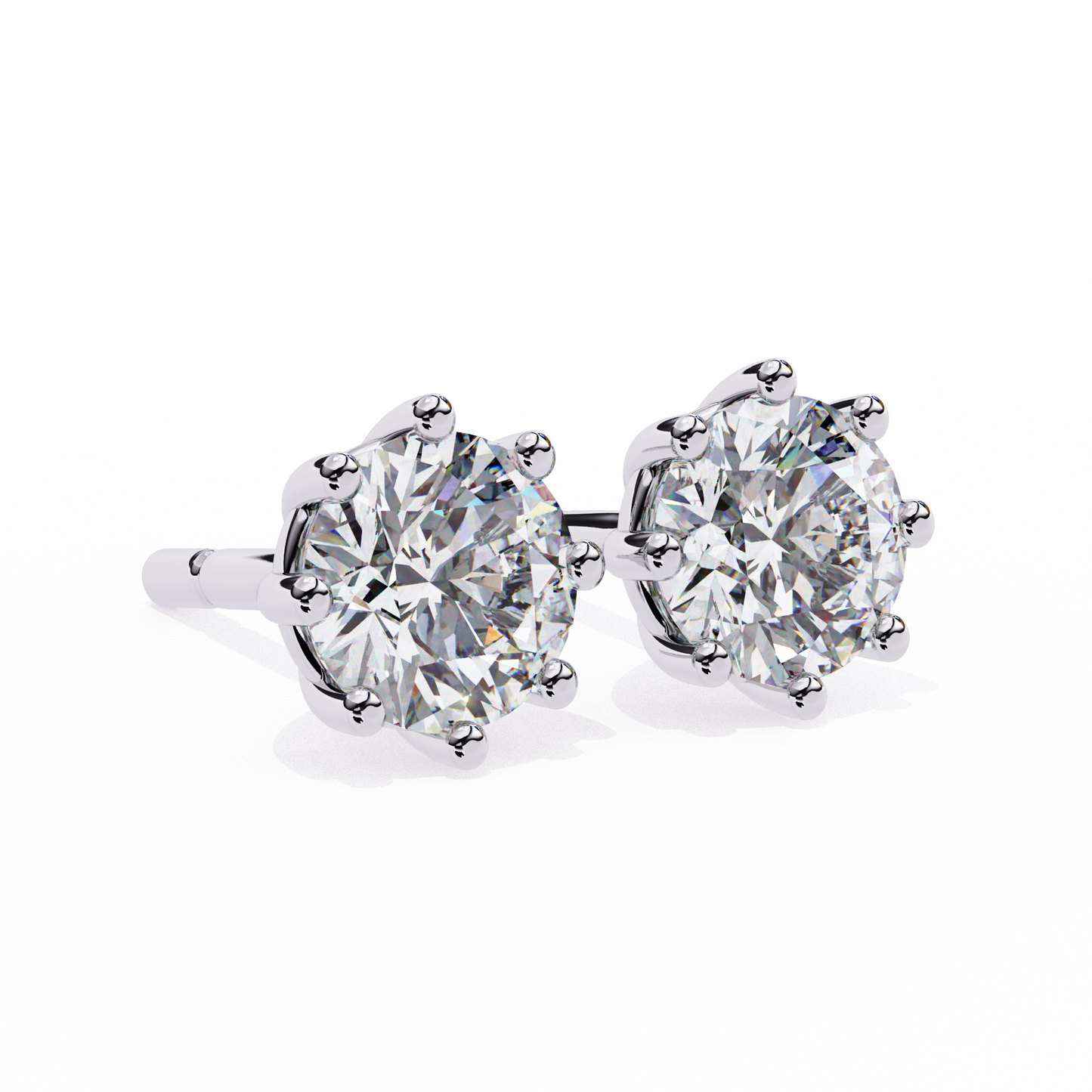 10K White Gold Lab Grown Diamond Solitaire Stud Earrings 2.55 ctw DAE-126