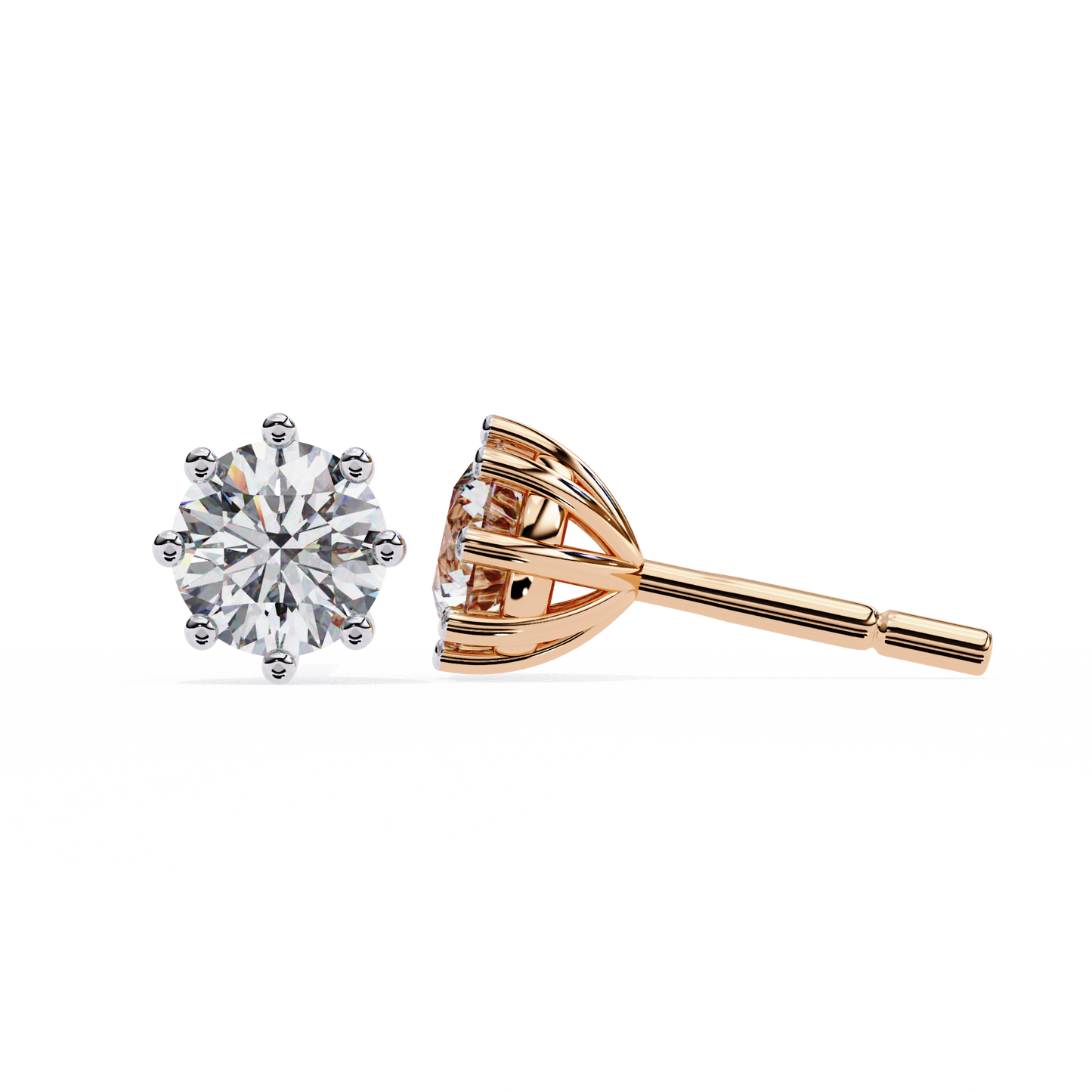 10K Rose Gold Lab Grown Diamond Solitaire Stud Earrings 2.55 ctw DAE-126