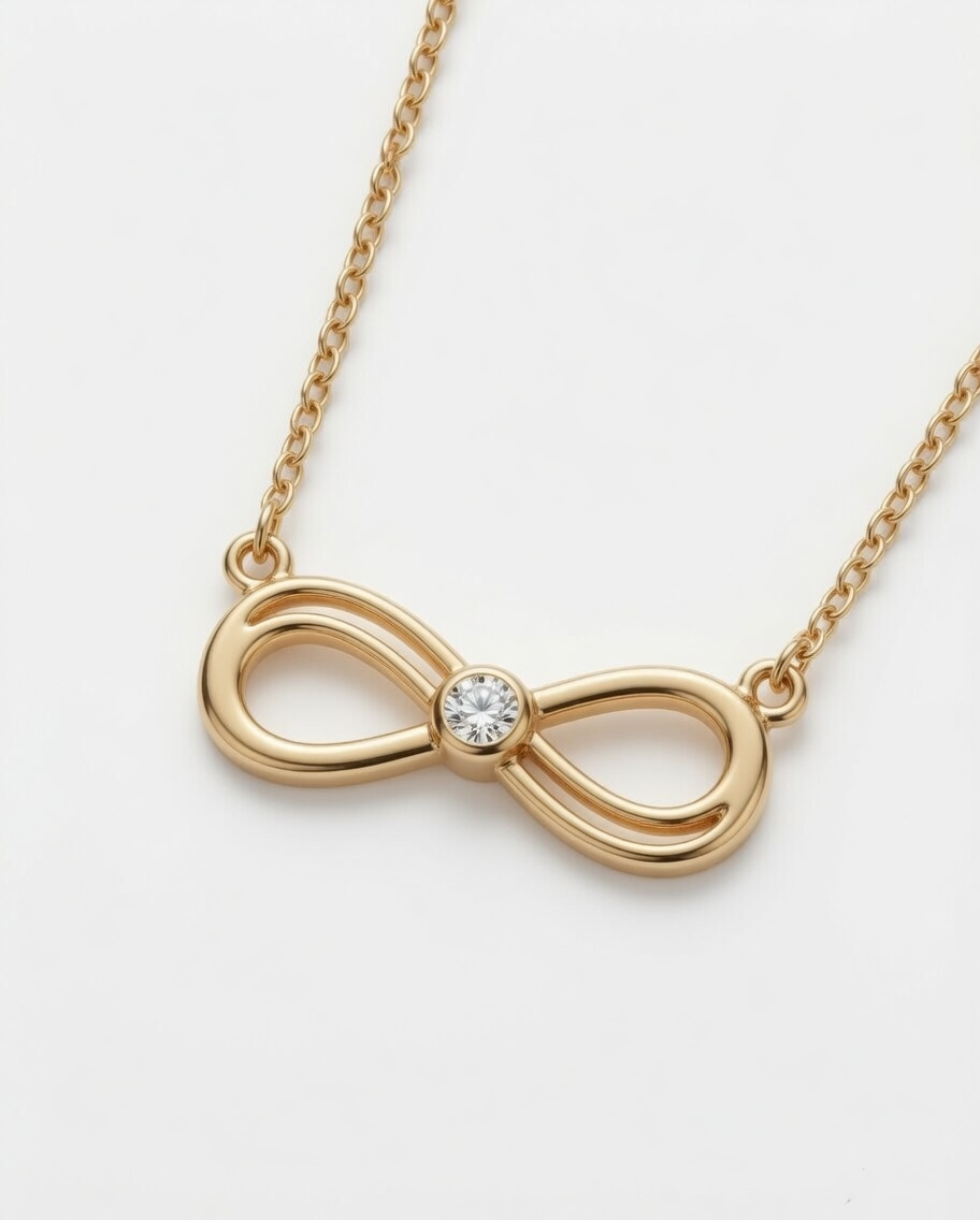 Infinity Love Diamond Pendant 18K Yellow Gold
