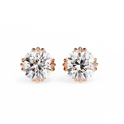 10K Rose Gold Lab Grown Diamond Solitaire Stud Earrings 2.80 ctw DAE-123