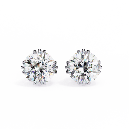 14K White Gold Lab Grown Diamond Solitaire Stud Earrings 2.80 ctw DAE-123