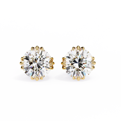 18K Yellow Gold Lab Grown Diamond Solitaire Stud Earrings 2.80 ctw DAE-123