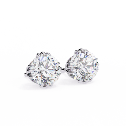 14K White Gold Lab Grown Diamond Solitaire Stud Earrings 2.80 ctw DAE-123