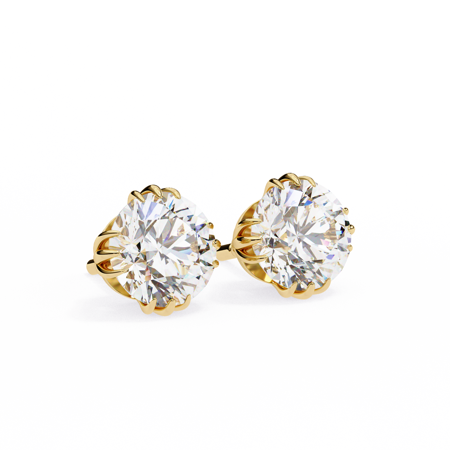 18K Yellow Gold Lab Grown Diamond Solitaire Stud Earrings 2.80 ctw DAE-123