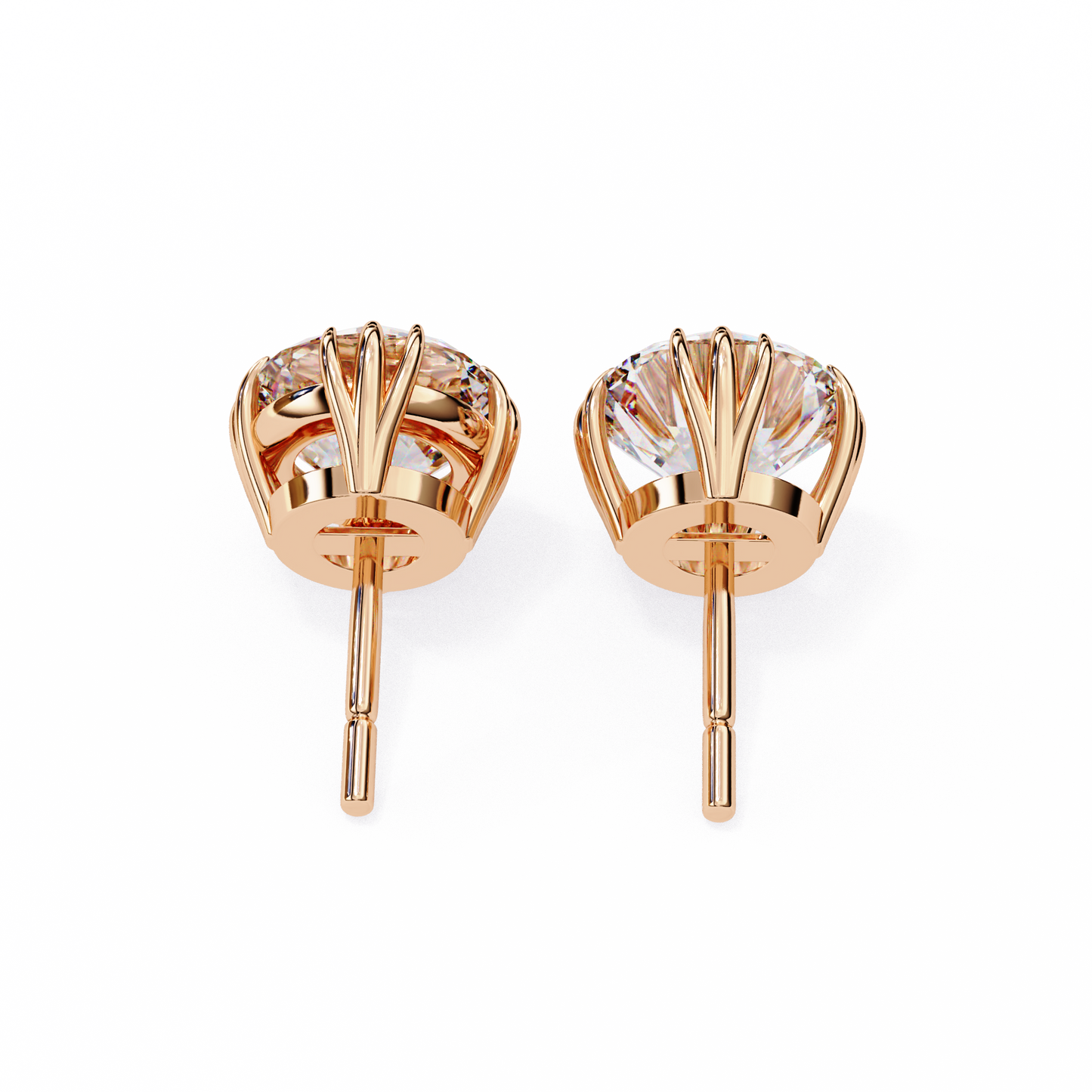 14K Rose Gold Lab Grown Diamond Solitaire Stud Earrings 2.80 ctw DAE-123